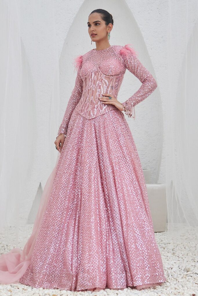 Blush Pink Embroidery Bridle Lehenga